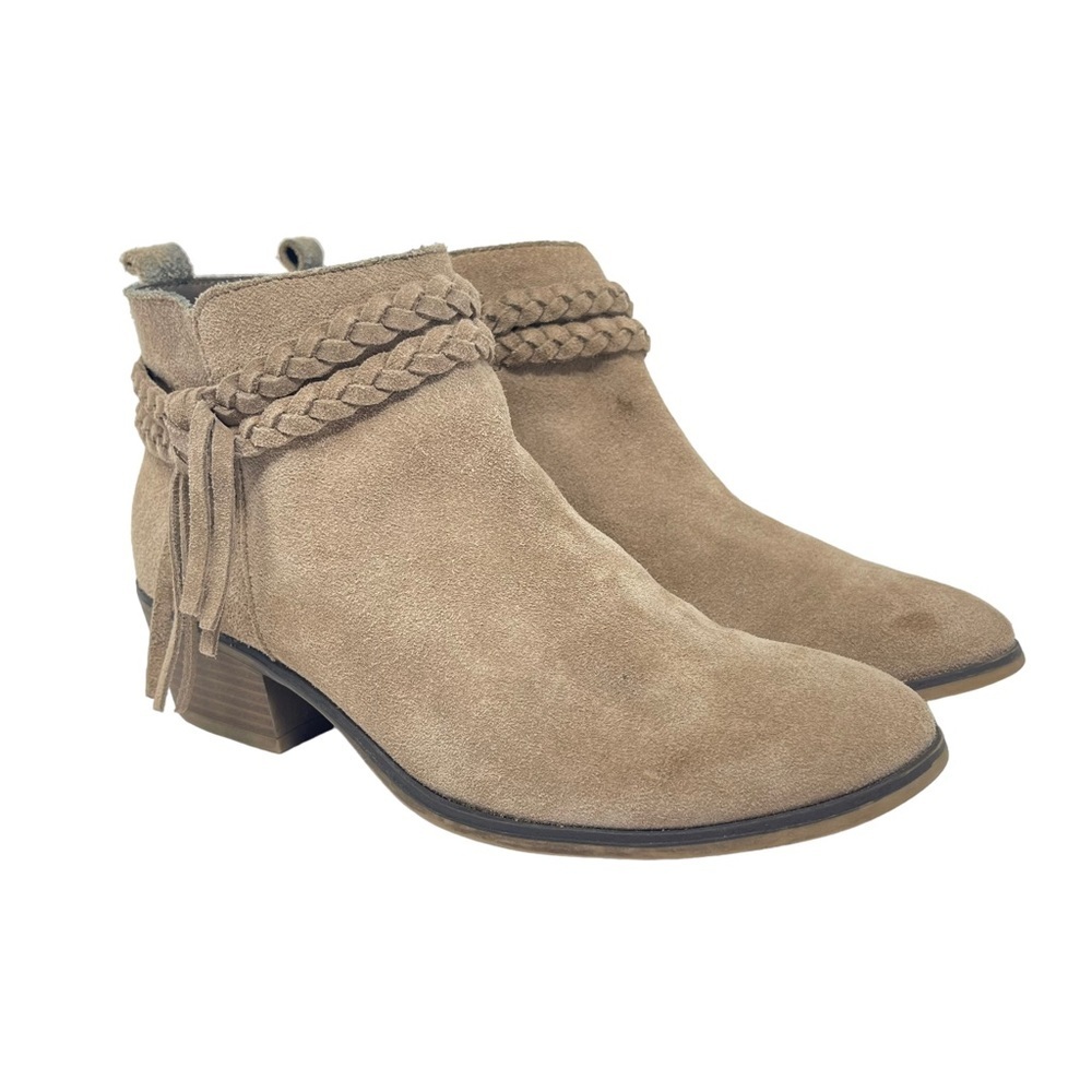 Michael Shannon Shoes‎ Womens 6 Valory Ankle Booties Tan Suede Leather Braided